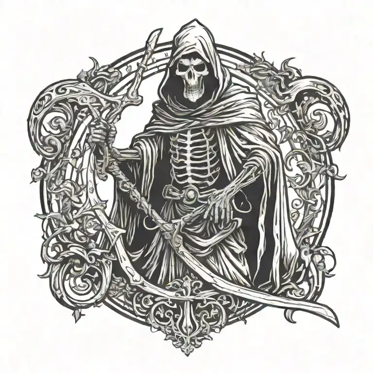 grim reaper holding scythe tattoo design idea