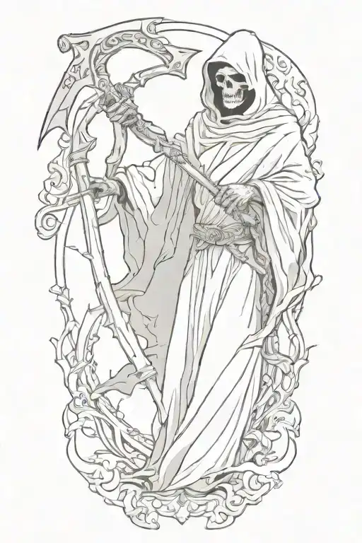 grim reaper holding scythe tattoo design idea