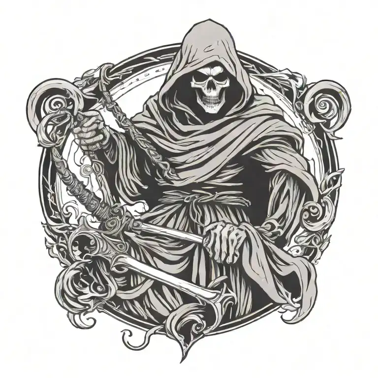 grim reaper holding scythe tattoo design idea