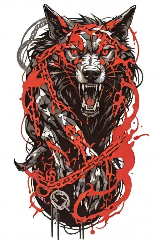 fenrir breaking chains tattoo design idea