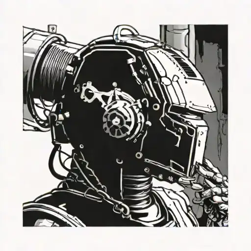 welding cyborg tattoo design idea