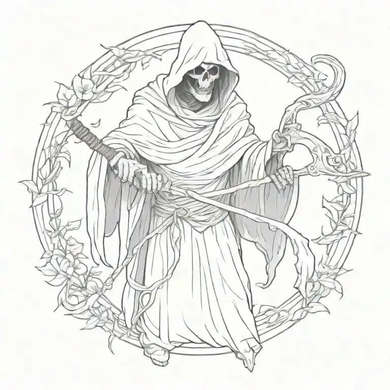 grim reaper holding scythe tattoo design idea