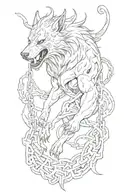 fenrir breaking chains tattoo design idea