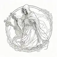 grim reaper holding scythe tattoo design idea