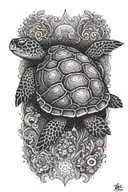 see turtle swimming tattoo design idea