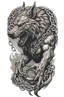 fenrir breaking chains tattoo design idea