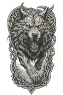 fenrir breaking chains tattoo design idea