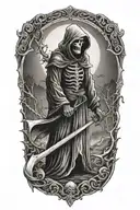 grim reaper holding scythe tattoo design idea