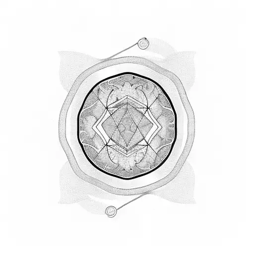 A geometric pattern incorporating a bicycle chain and swimming waves, representing the interconnectedness of the client's interests tattoo design idea