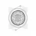 A geometric pattern incorporating a bicycle chain and swimming waves, representing the interconnectedness of the client's interests tattoo design idea