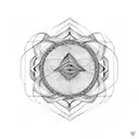 A geometric pattern incorporating a bicycle chain and swimming waves, representing the interconnectedness of the client's interests tattoo design idea