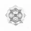 A geometric pattern incorporating a bicycle chain and swimming waves, representing the interconnectedness of the client's interests tattoo design idea