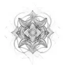 A geometric pattern incorporating a bicycle chain and swimming waves, representing the interconnectedness of the client's interests tattoo design idea