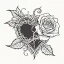 A broken heart intertwined with a rose to symbolize the love for your ex that you can't forget tattoo design idea