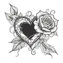 A broken heart intertwined with a rose to symbolize the love for your ex that you can't forget tattoo design idea