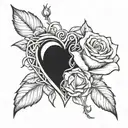A broken heart intertwined with a rose to symbolize the love for your ex that you can't forget tattoo design idea