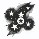 Tattoo design of 5 identical stars, black ink, minimalistic, high contrast, clean lines, precise details, monochrome, sy tattoo design idea