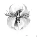 Phoenix and horse tattoo design idea