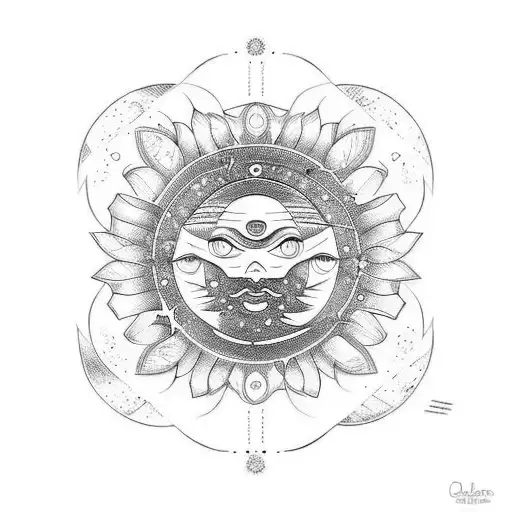 sol e lua delicada  tattoo design idea