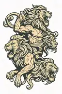 greek gods and lion roaring tattoo design idea