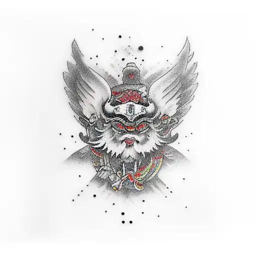 Man with wing and a phonex on other hand tattoo design idea