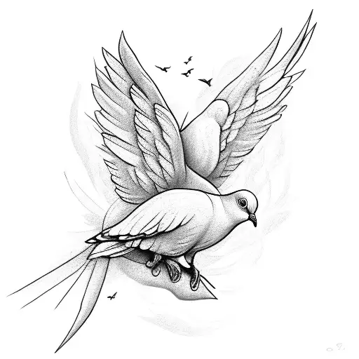 3 little doves in the first the letter S in the second the letter A in the third the letter S tattoo design idea