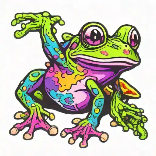 smile frog mushroom tattoo design idea