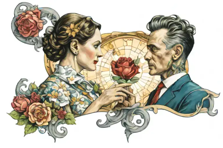 Edward and Liz meet each other in another life tattoo design idea