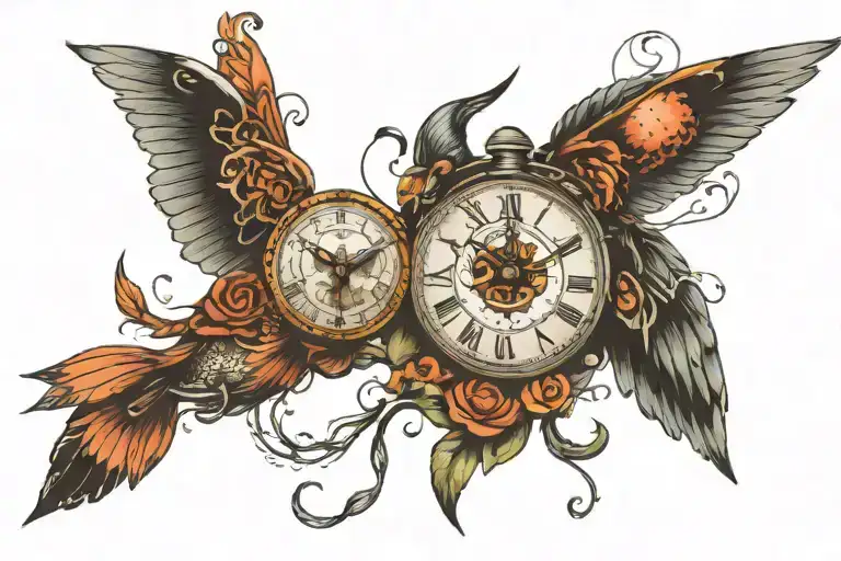 wild weird vintage space and time tattoo design idea