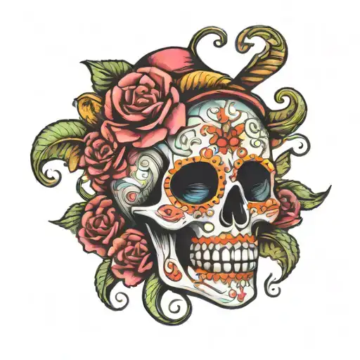 CANDY SKULL tattoo design idea