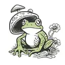 smile cute frog mushroom tattoo design idea
