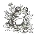 smile cute frog mushroom tattoo design idea
