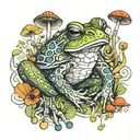 frog mushroom  tattoo design idea