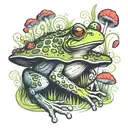 frog mushroom  tattoo design idea