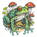 frog mushroom  tattoo design idea