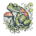 frog mushroom  tattoo design idea