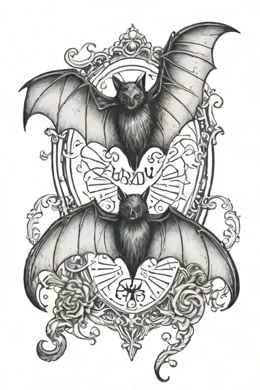 bat with Ouija planchette tattoo design idea