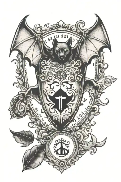 bat with Ouija planchette tattoo design idea