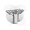 African baobab tree with intricate dotwork patterns tattoo design idea