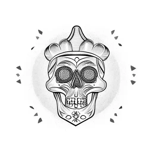 mexican skull chef with knife and fork crossed tattoo design idea
