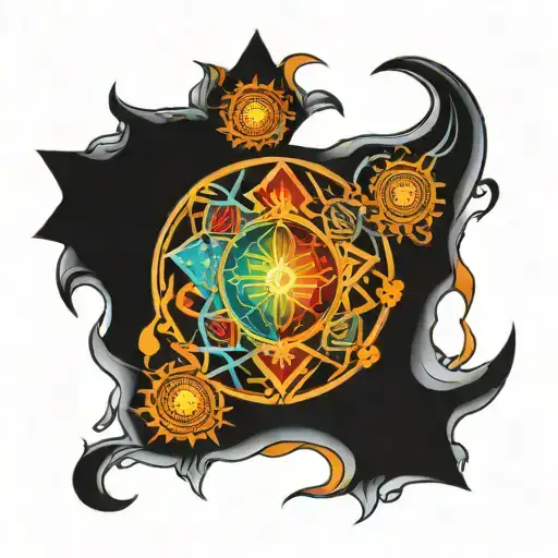 seven chakras inside cybersecurity symbol  tattoo design idea