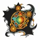 seven chakras inside cybersecurity symbol  tattoo design idea