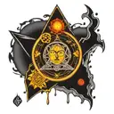 seven chakras inside cybersecurity symbol  tattoo design idea