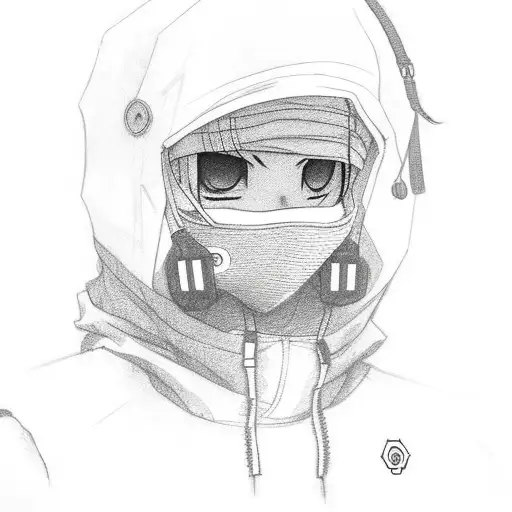 itachi wearing techwear gear tattoo design idea