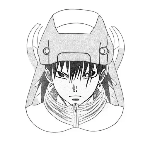 itachi wearing techwear gear tattoo design idea