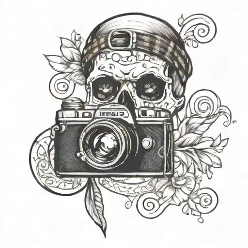 skull with camera lens eyes  tattoo design idea