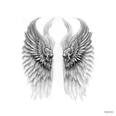 Set of wings left side angel right side skeleton tattoo design idea