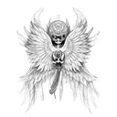 Set of wings left side angel right side skeleton tattoo design idea