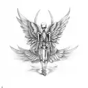 Set of wings left side angel right side skeleton tattoo design idea