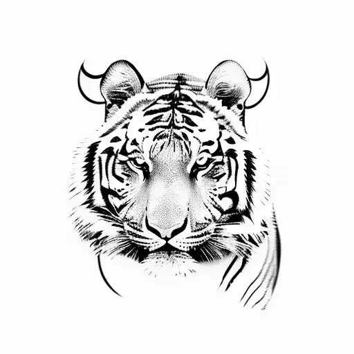 A fierce tiger climbing a mountain peak tattoo design idea